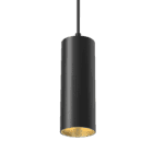 track mounted tubular 60 pendant fixed black with gold baffle